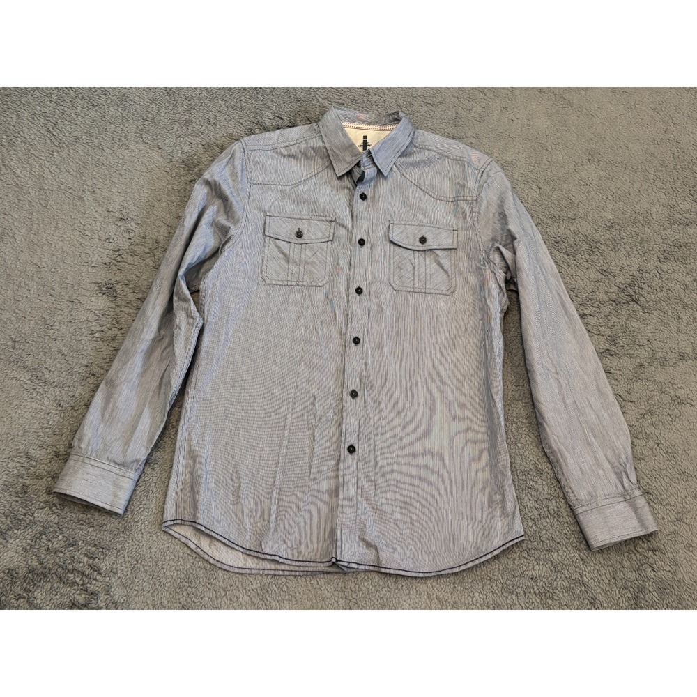 Jeans By Buffalo Shirt Mens Medium Blue Striped Long Sleeve Button Up Pocket